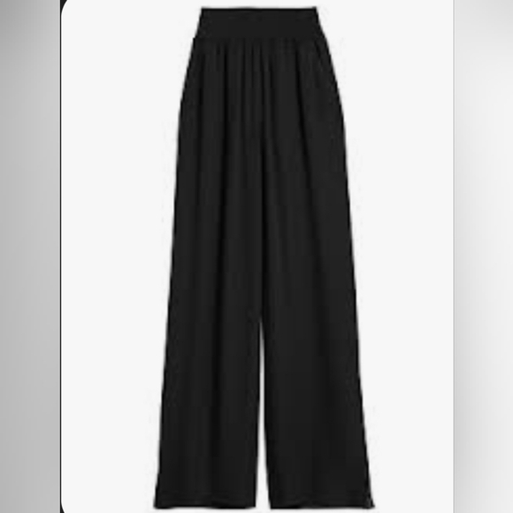 ❤️ BANANA REPUBLIC BLACK WIDE LEG BEACH PANTS - VENTED HEM, XS - Picture 1 of 14